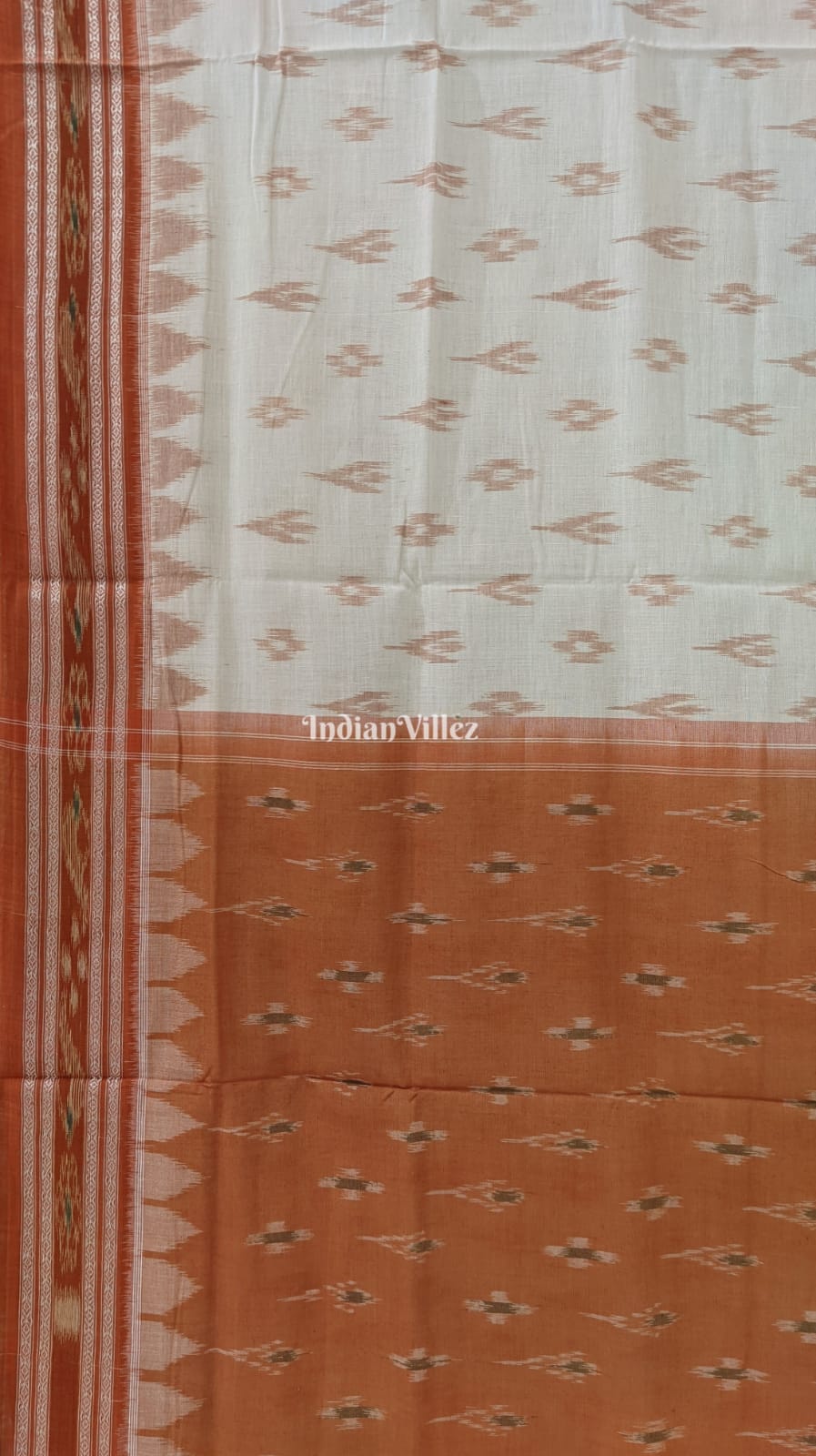 White Mayur Chandrika Maniabandha Cotton Saree