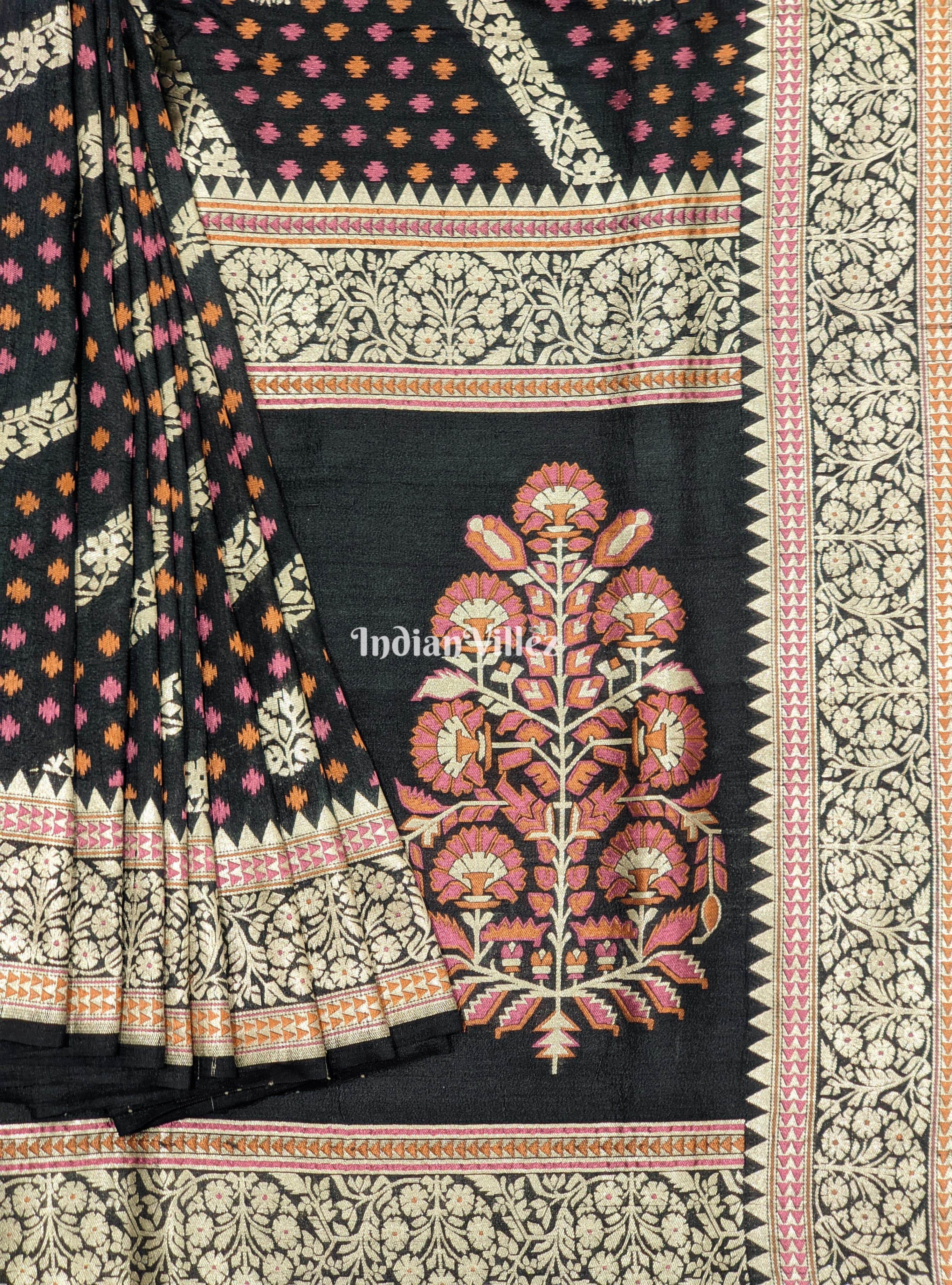 Black Designer Banarasi Katan Tissue Saree