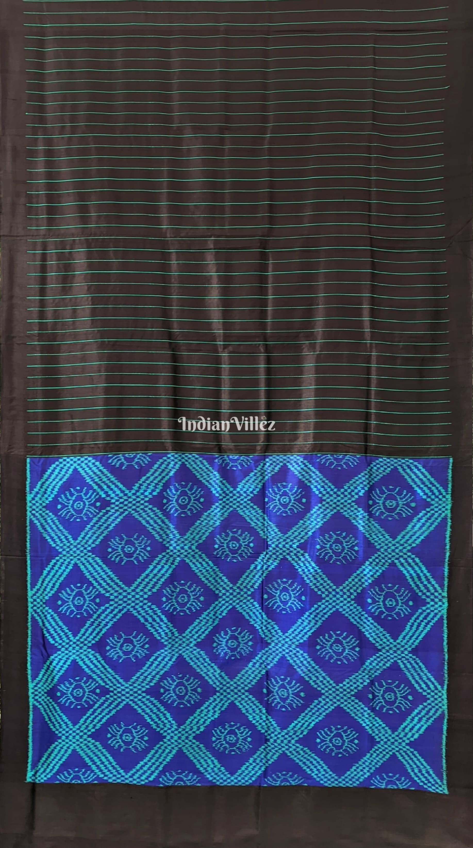 Black Blue Odisha Ikat Designer Contemporary Silk Saree