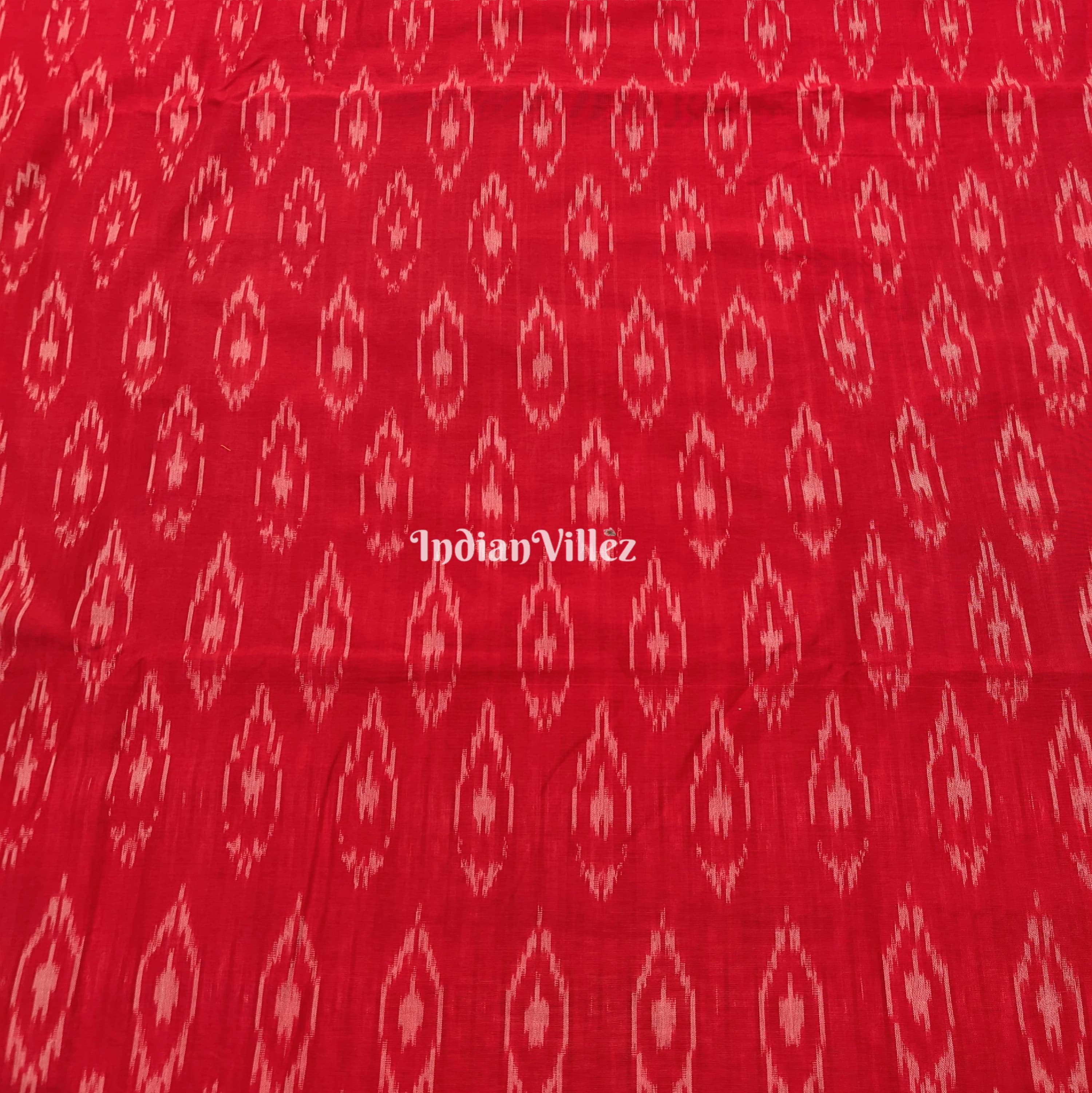 Red Pochampally Ikat Cotton Fabric