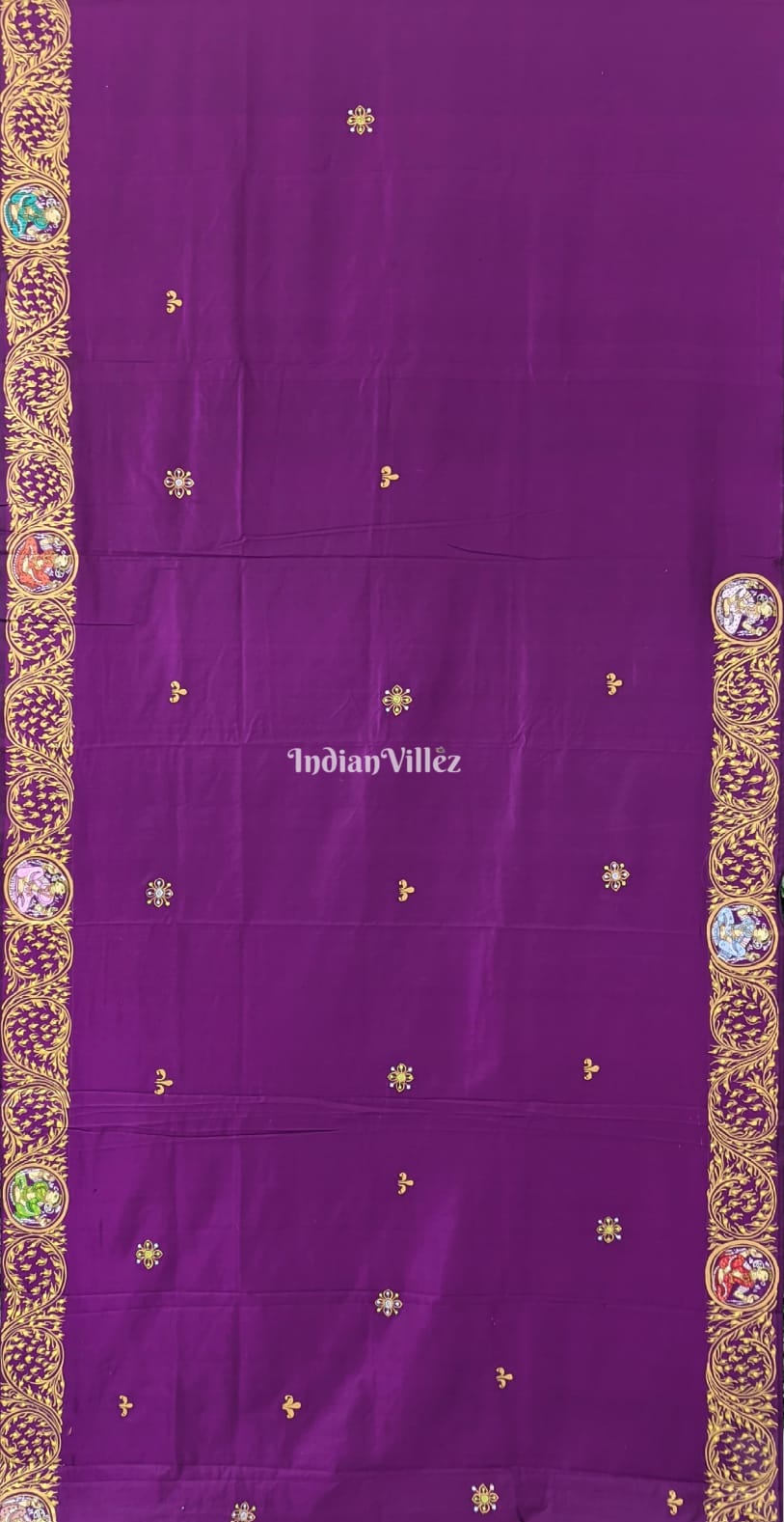 Purple PEACOCK (Mayur) & Nartaki Theme Pattachitra Silk Saree(pre order)