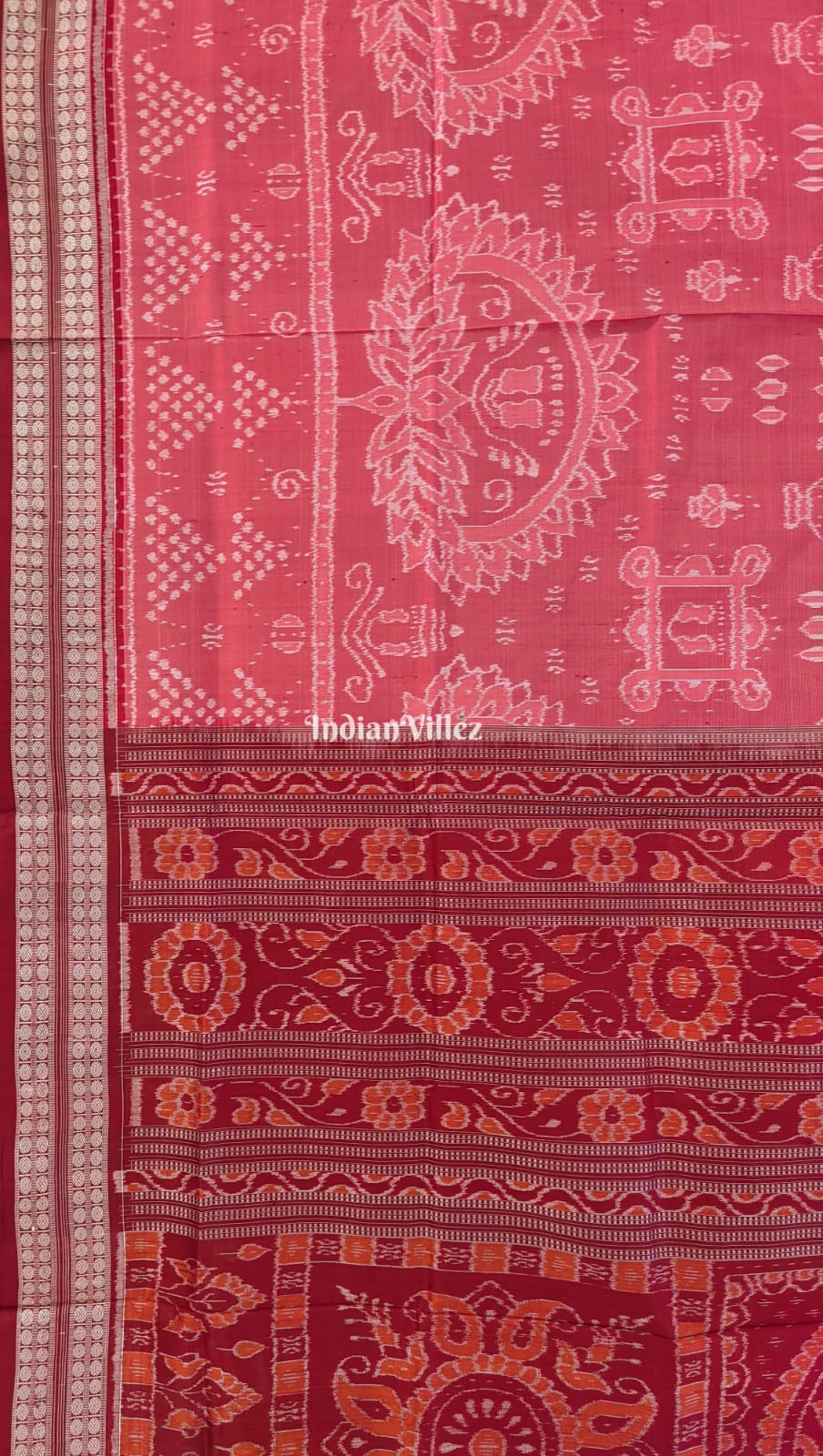 Peach Odisha Ikat Pure Sambalpuri Silk Pastel Saree