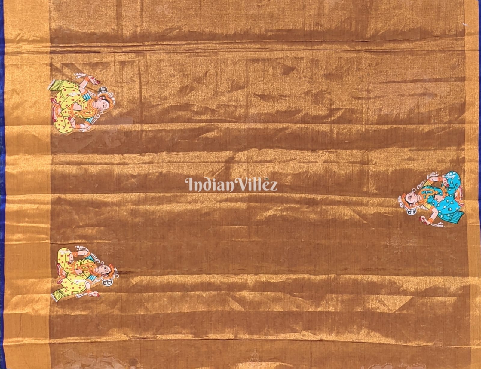 Golden Nartaki Theme Pattachitra Tissue Saree