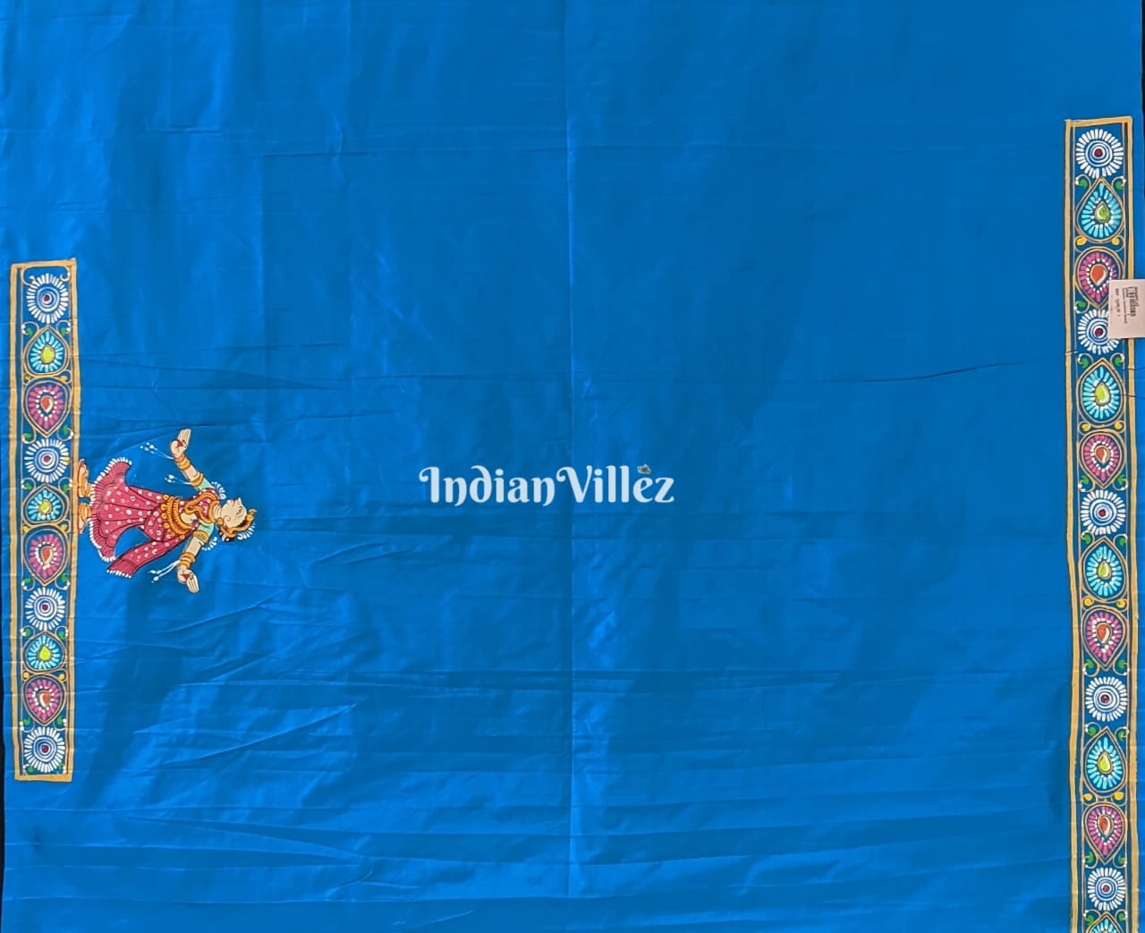 Blue Hand-Painted Pattachitra Silk Saree