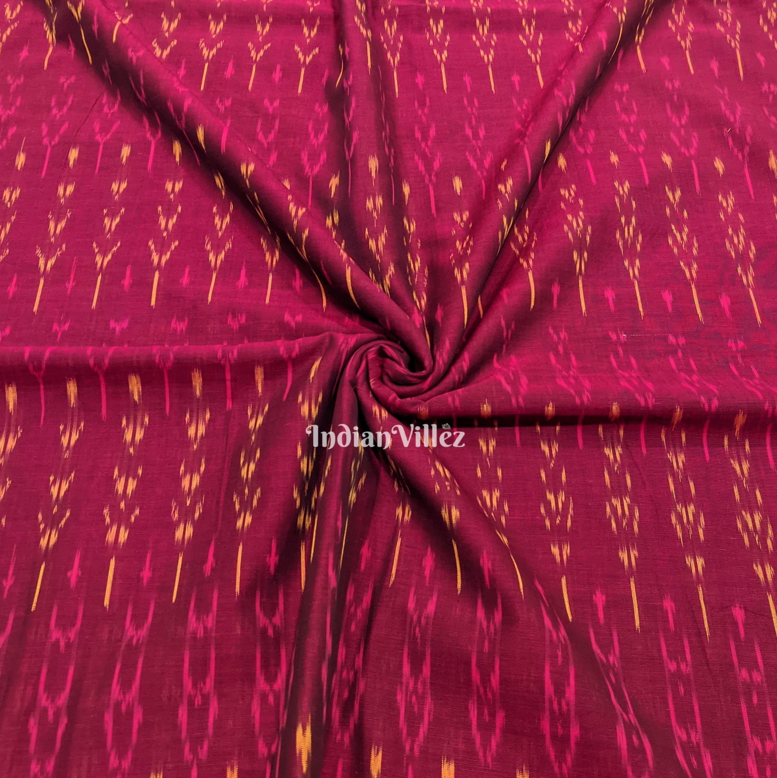 Maroon Pochampally Ikat Cotton Fabric