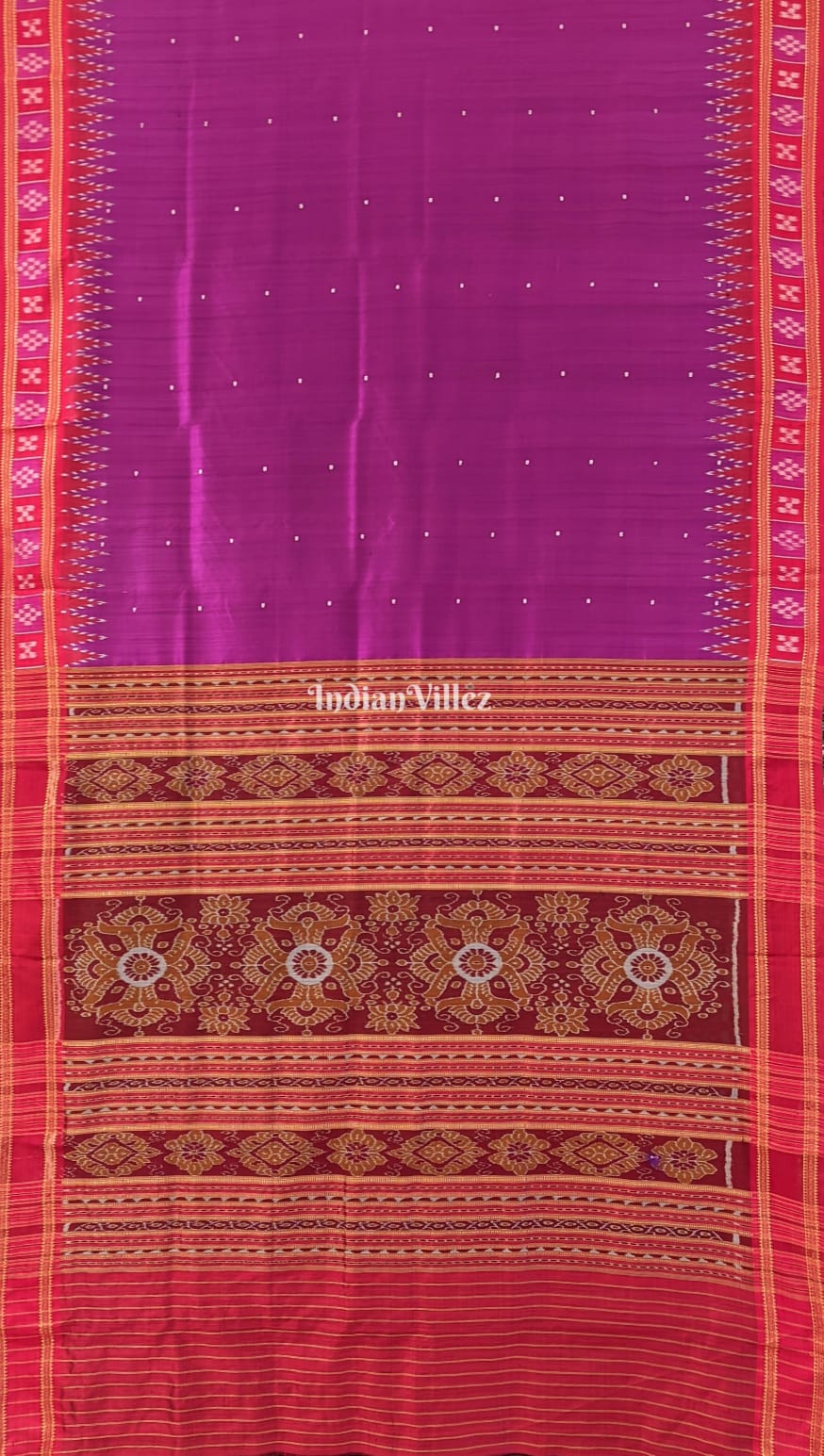 Magenta Single Butta Patli Design Khandua Silk Saree