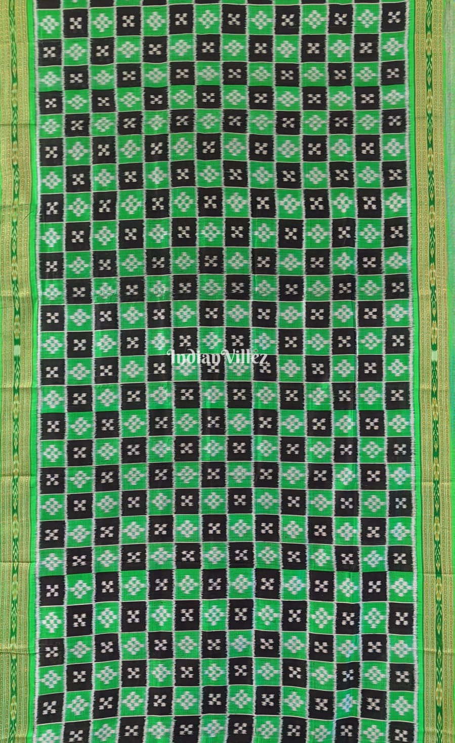 Black Green Odisha Ikat Pasapali Khandua Silk Saree