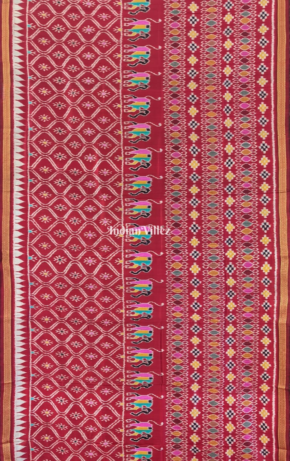 Maroon Odisha Handloom Khandua Silk Saree