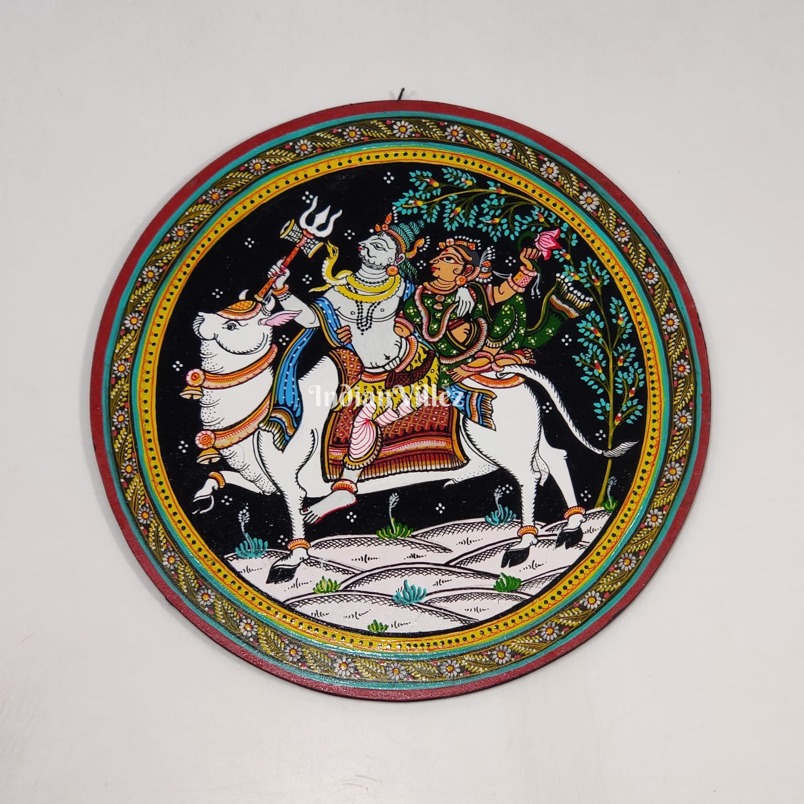 Shiva Parvati Hand-Painted Pattachitra Wall Plate