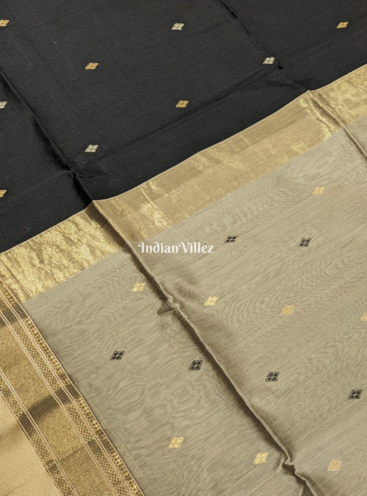 Black Maheshwari Handloom Saree