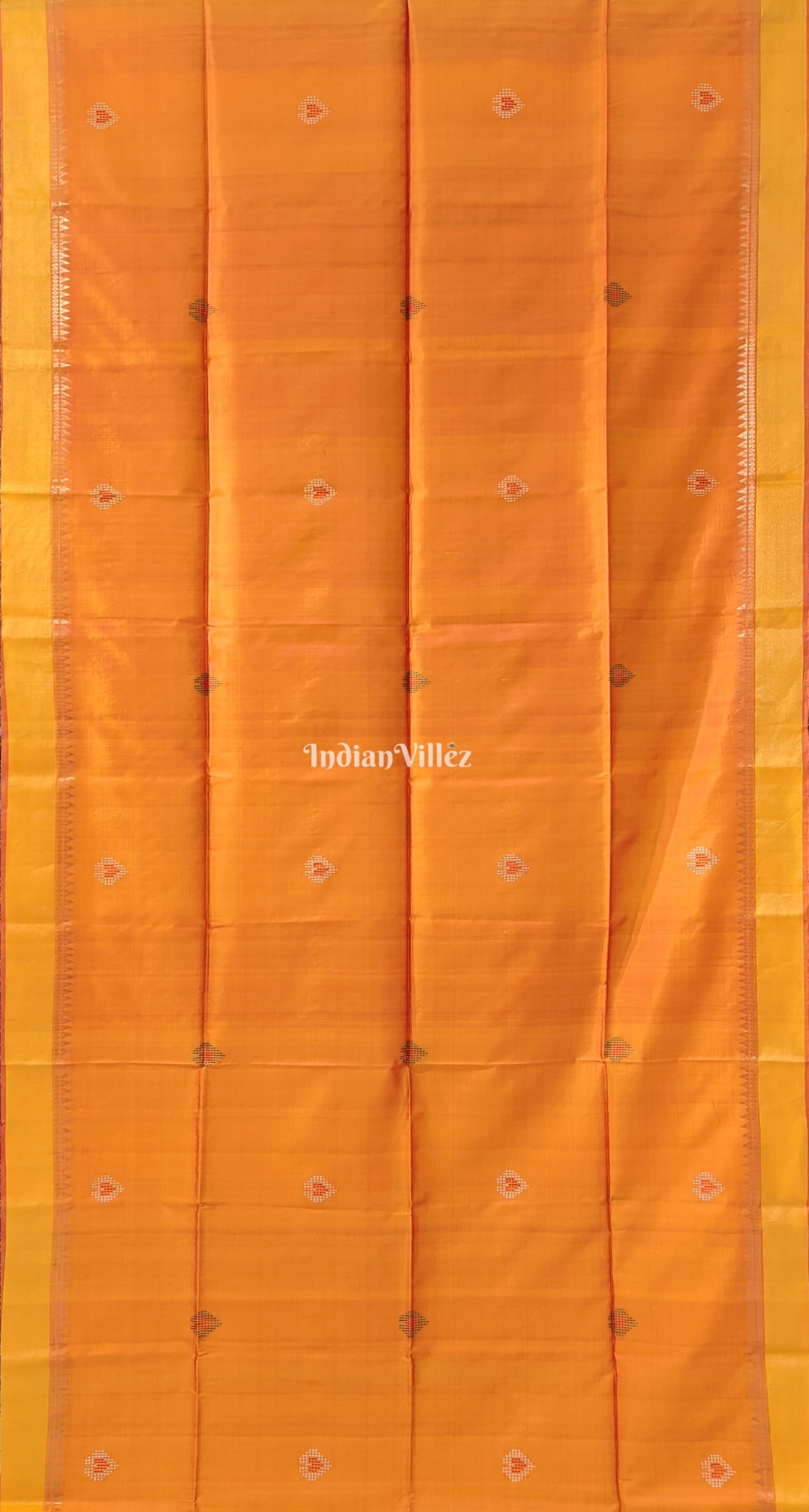 Mustard Orange Rani Handwoven Soft Silk Saree