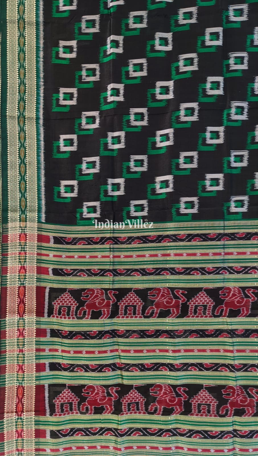 Black Odisha Ikat Khandua Silk Saree
