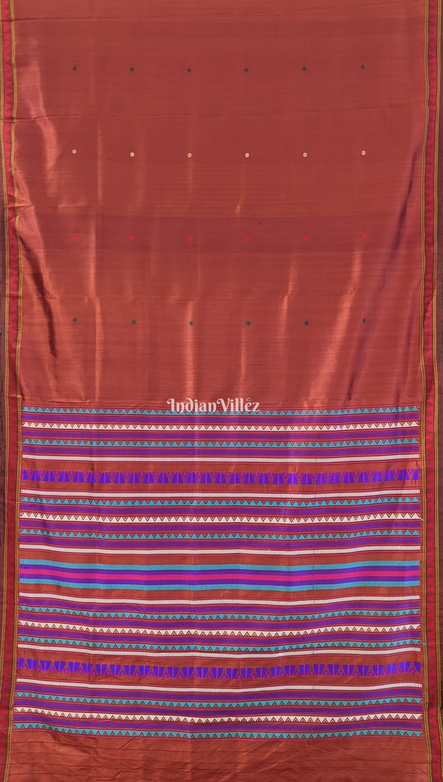 Bronze Odisha Ikat Contemporary Silk Saree with Dongria Border