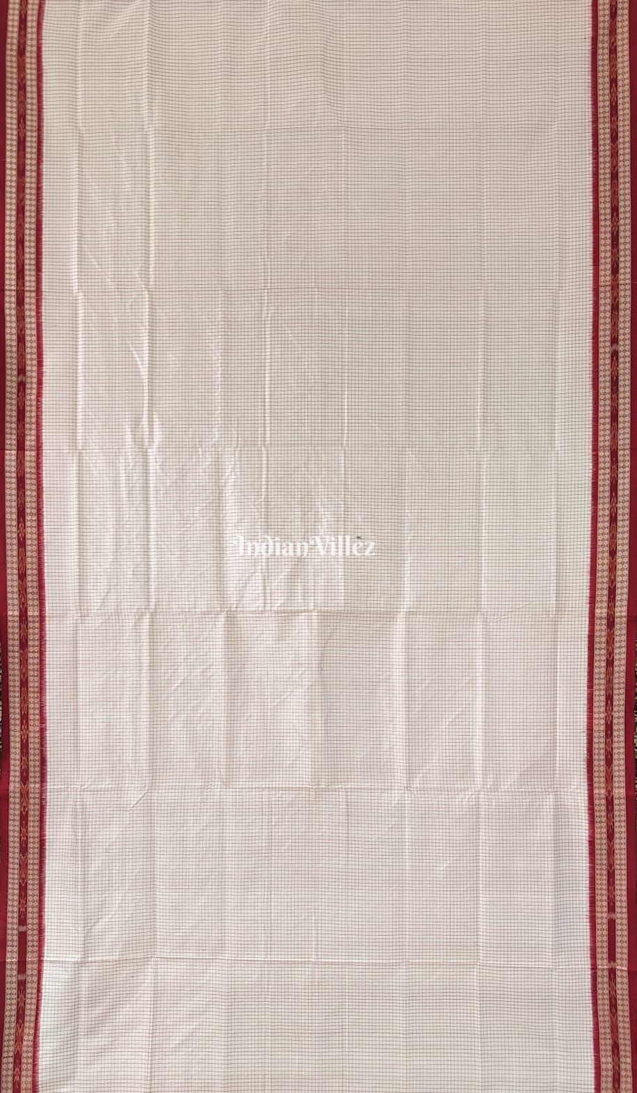 White Red Sachipar Sambalpuri Silk Saree