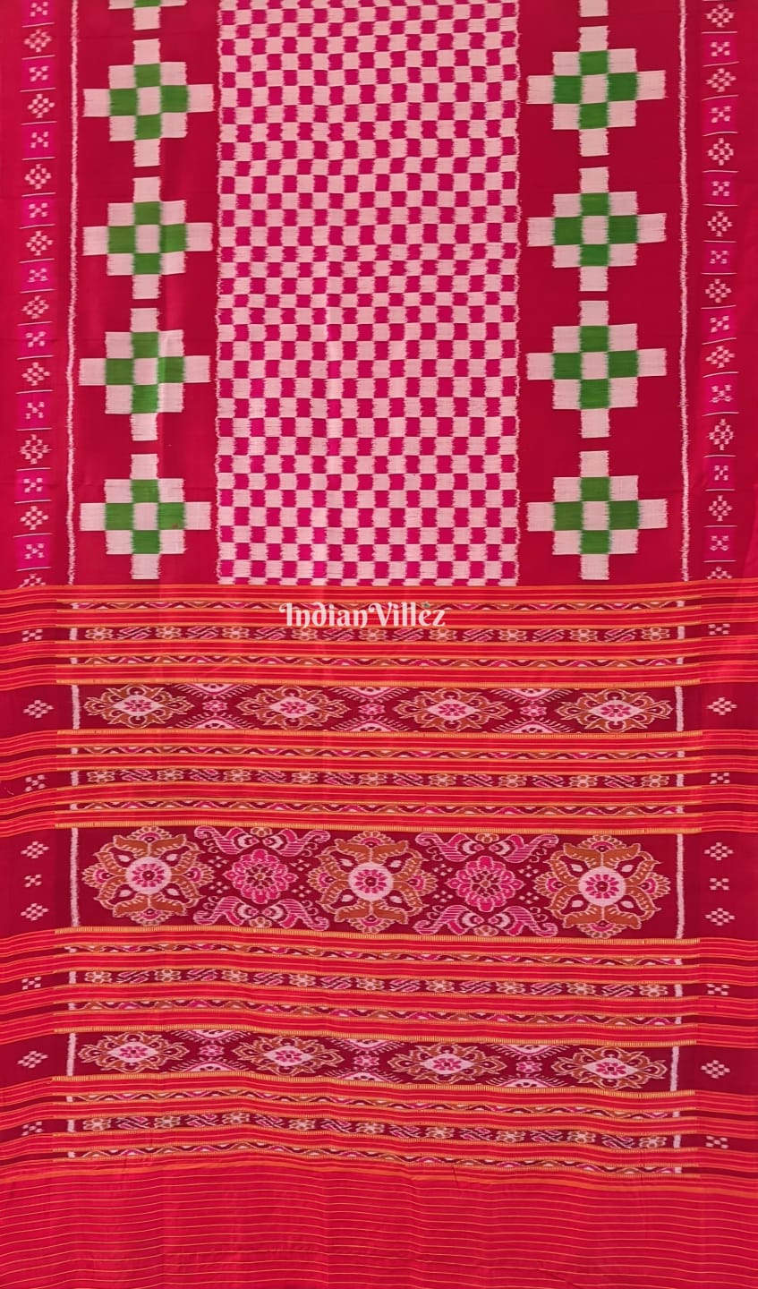 Red Pasapali Contemporary Khandua Silk Saree