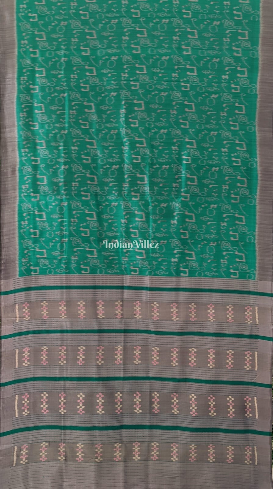 Rama Green Musical Instruments Odisha Ikat Contemporary Silk Saree