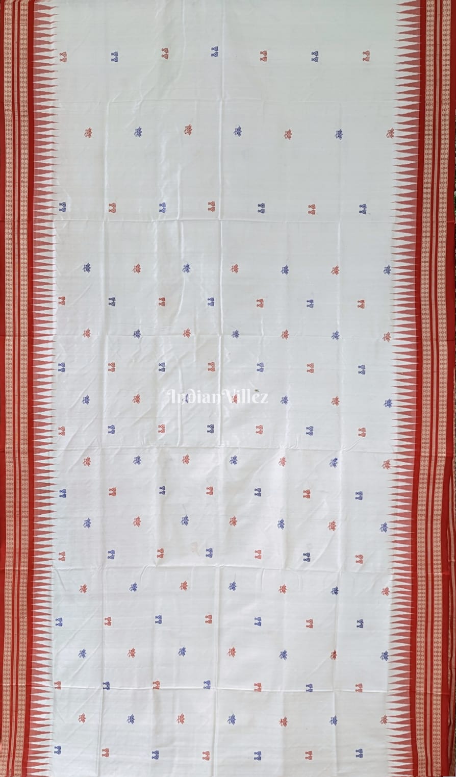 White Lotus Laxmi Pada Bomkai Sambalpuri Silk Saree