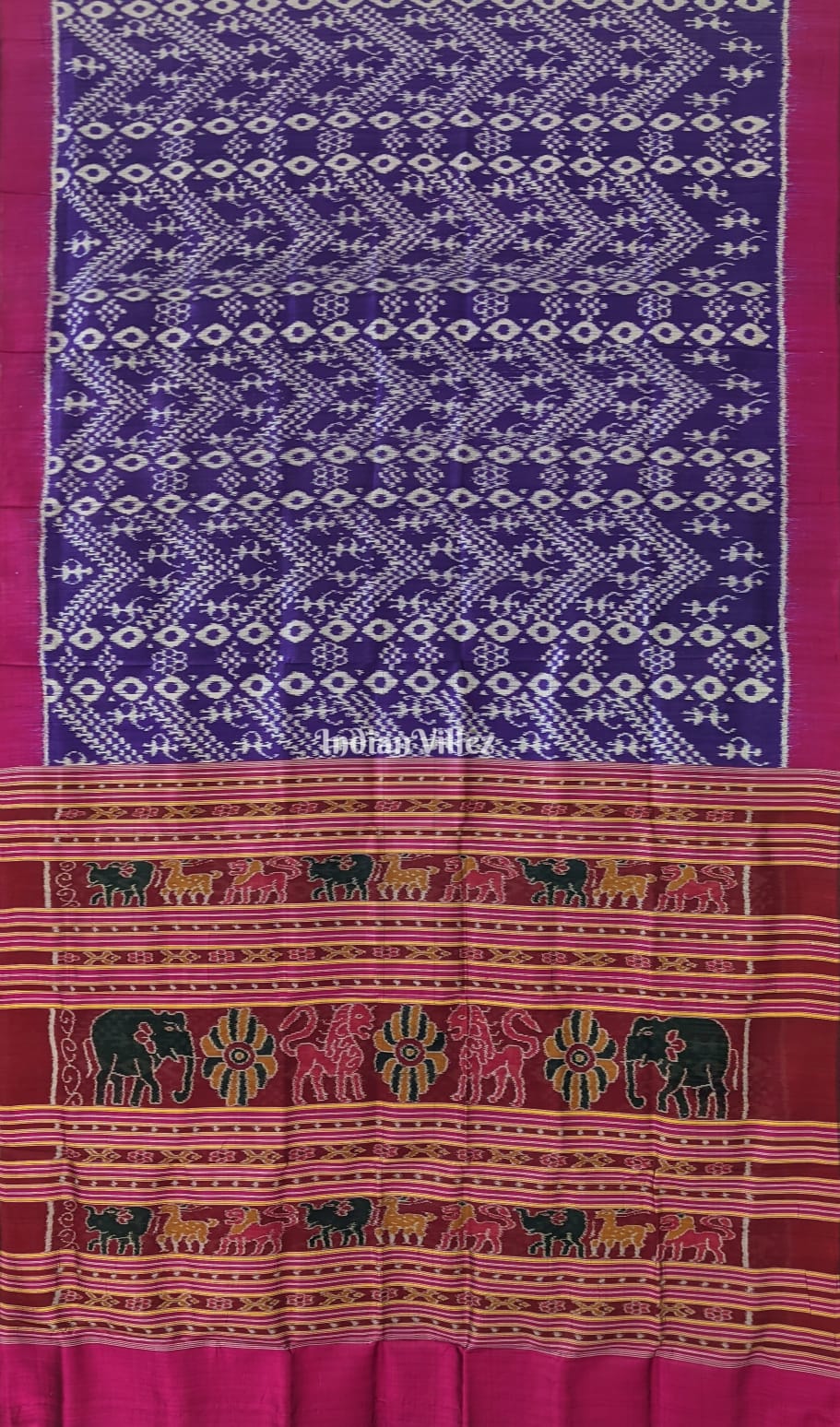 Russian Violet Border Tribal Contemporary Silk Saree