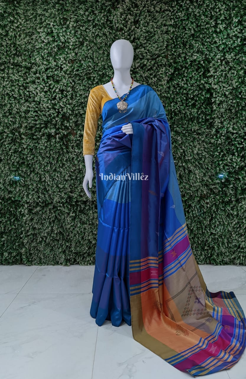 Multicolored Handwoven Soft Silk Saree