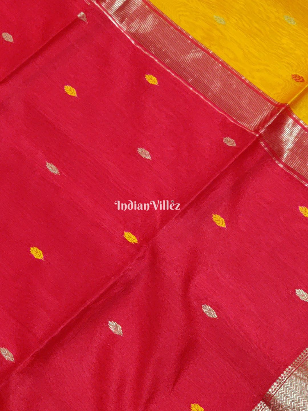 Yellow Maheshwari Handloom Saree
