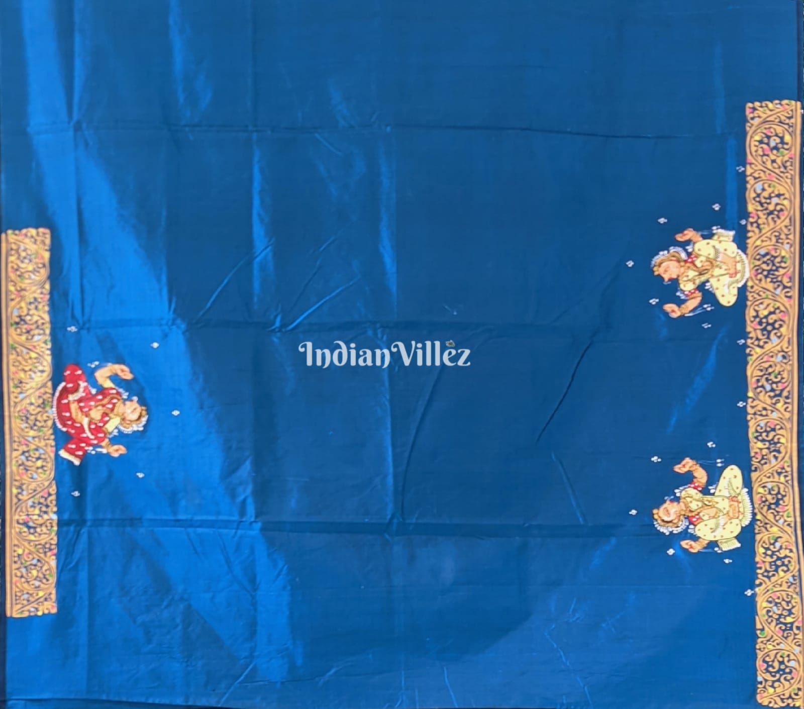 Blue & Green Dual Tone Doli Barat Pattachitra Art Silk Saree
