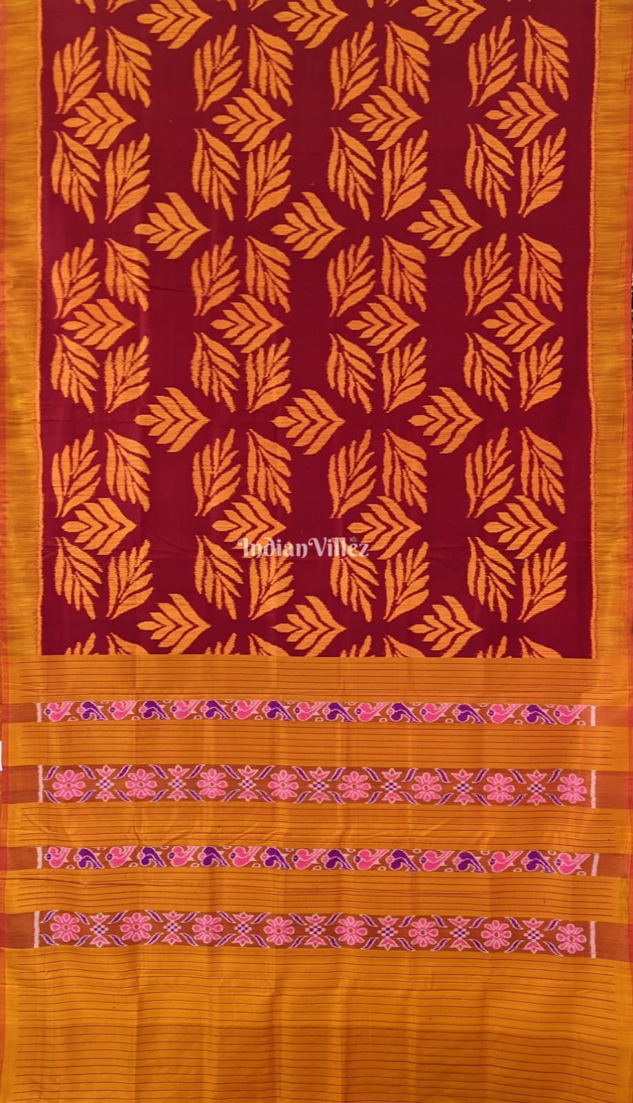 Maroon Mustard Yellow Designer Contemporary Silk Saree