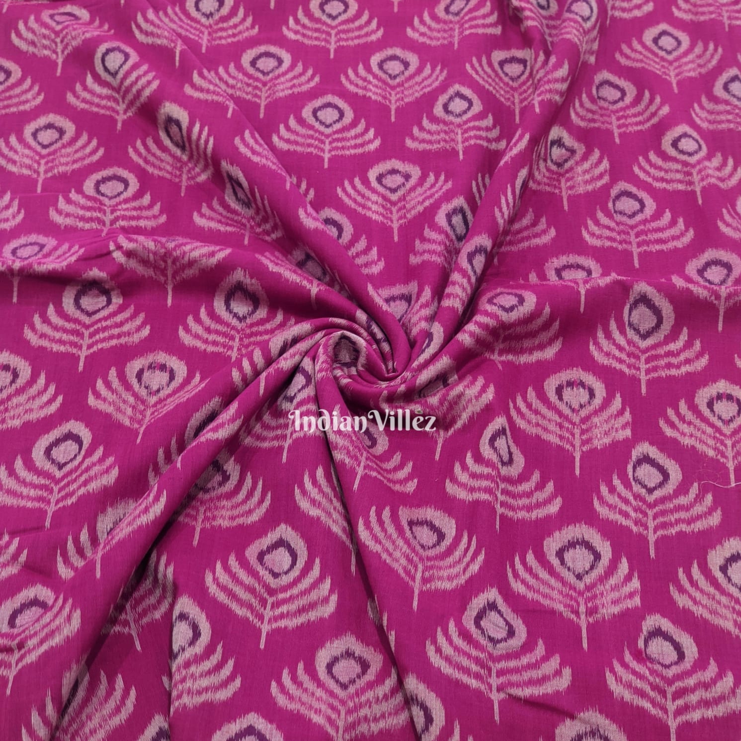 Magenta Pink Mayurchandrika Sambalpuri Cotton Fabric