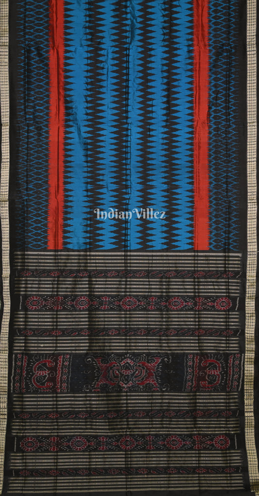 Blue Black Odisha Ikat Sambalpuri Silk Saree