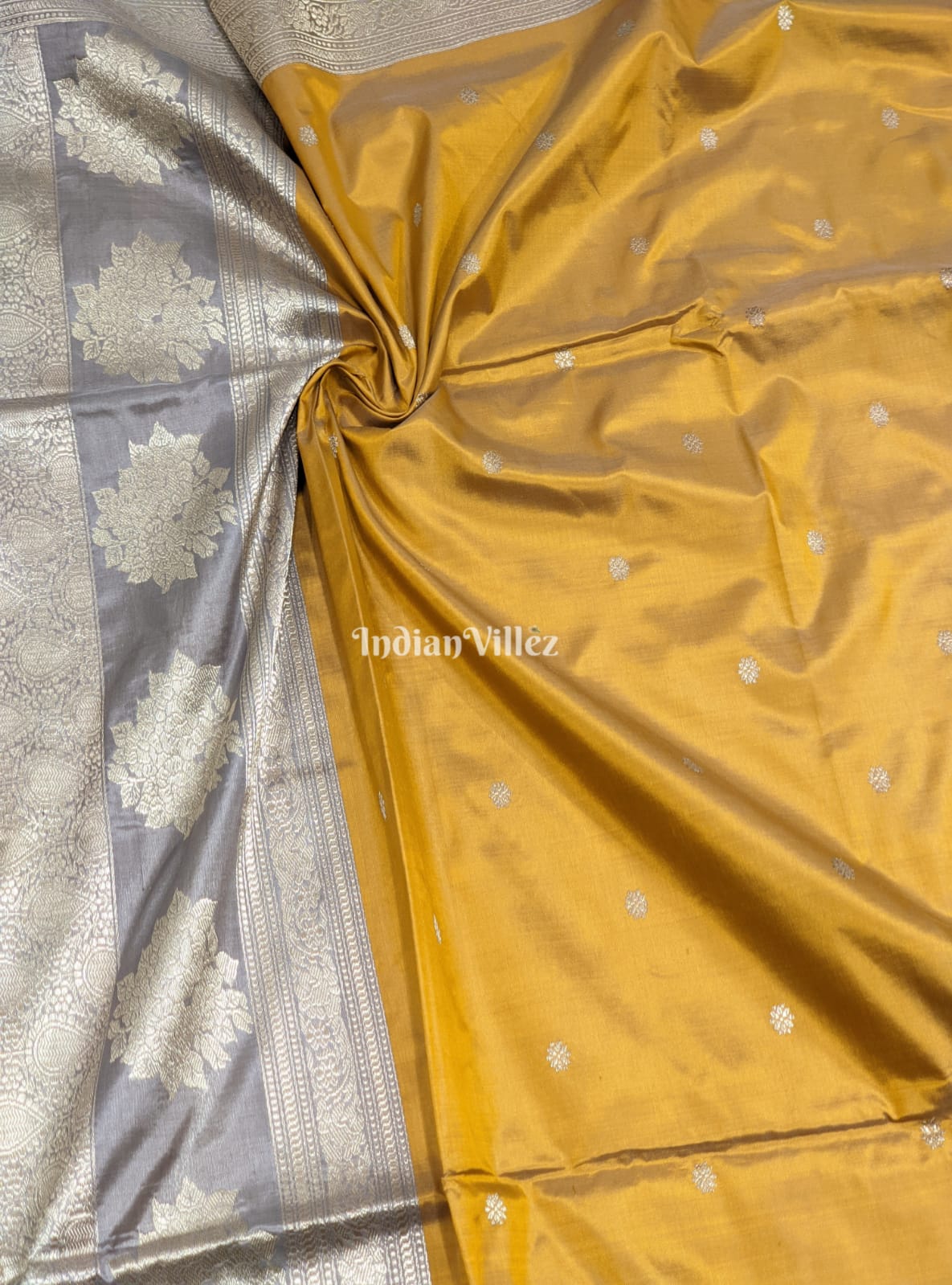 Mustard Yellow Pure Banarasi Katan Silk Saree