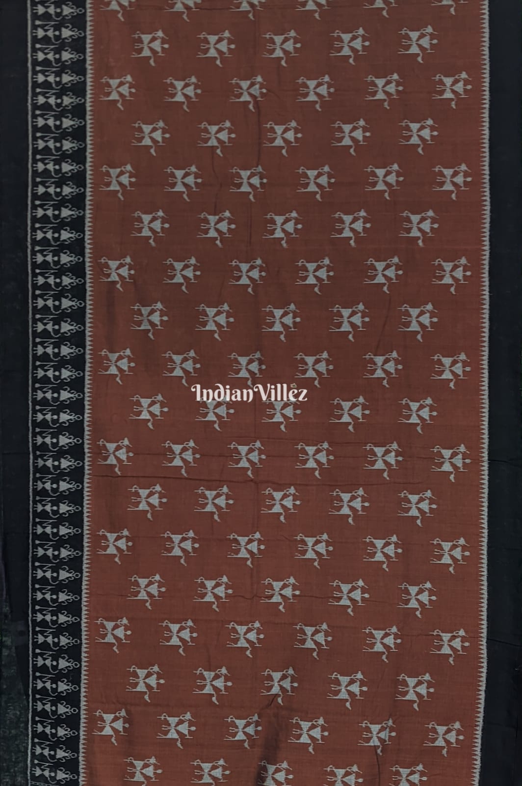 Chocolate Tribal Contemporary Sambalpuri Cotton Saree