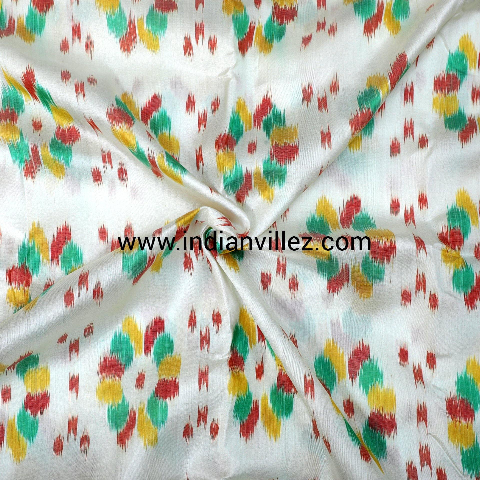 Baghambari Handloom Silk Ikat Fabric - IndianVillèz