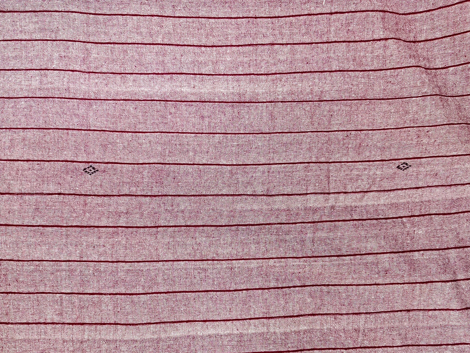 Salmon Pink with Maroon Stripes Kotpad Handloom Fabric - IndianVillèz