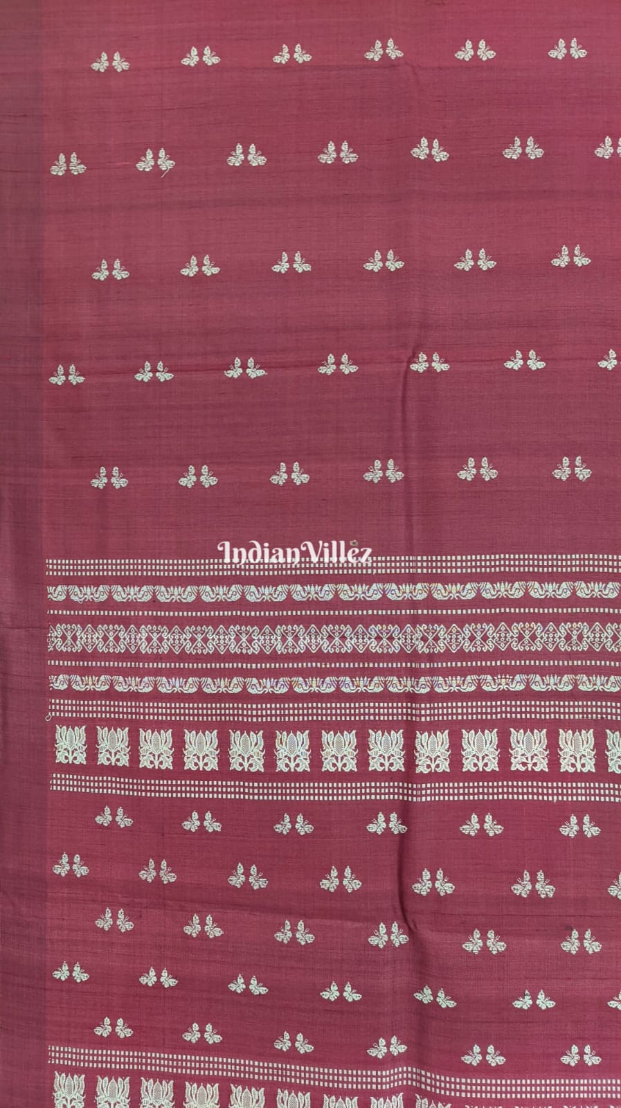 Maroon Butterfly Design Gopalpur Tussar Silk Saree