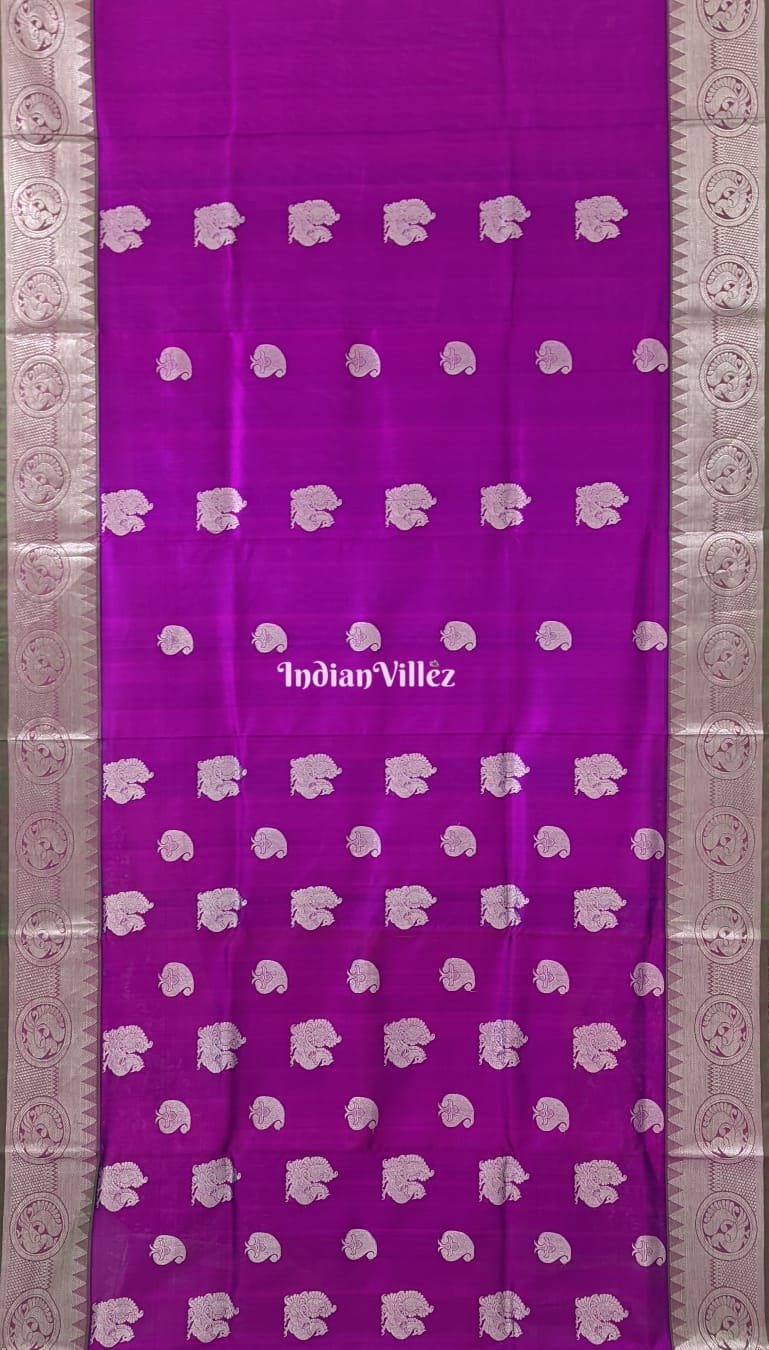 Purple Green South Handloom Venkatagiri Silk Saree