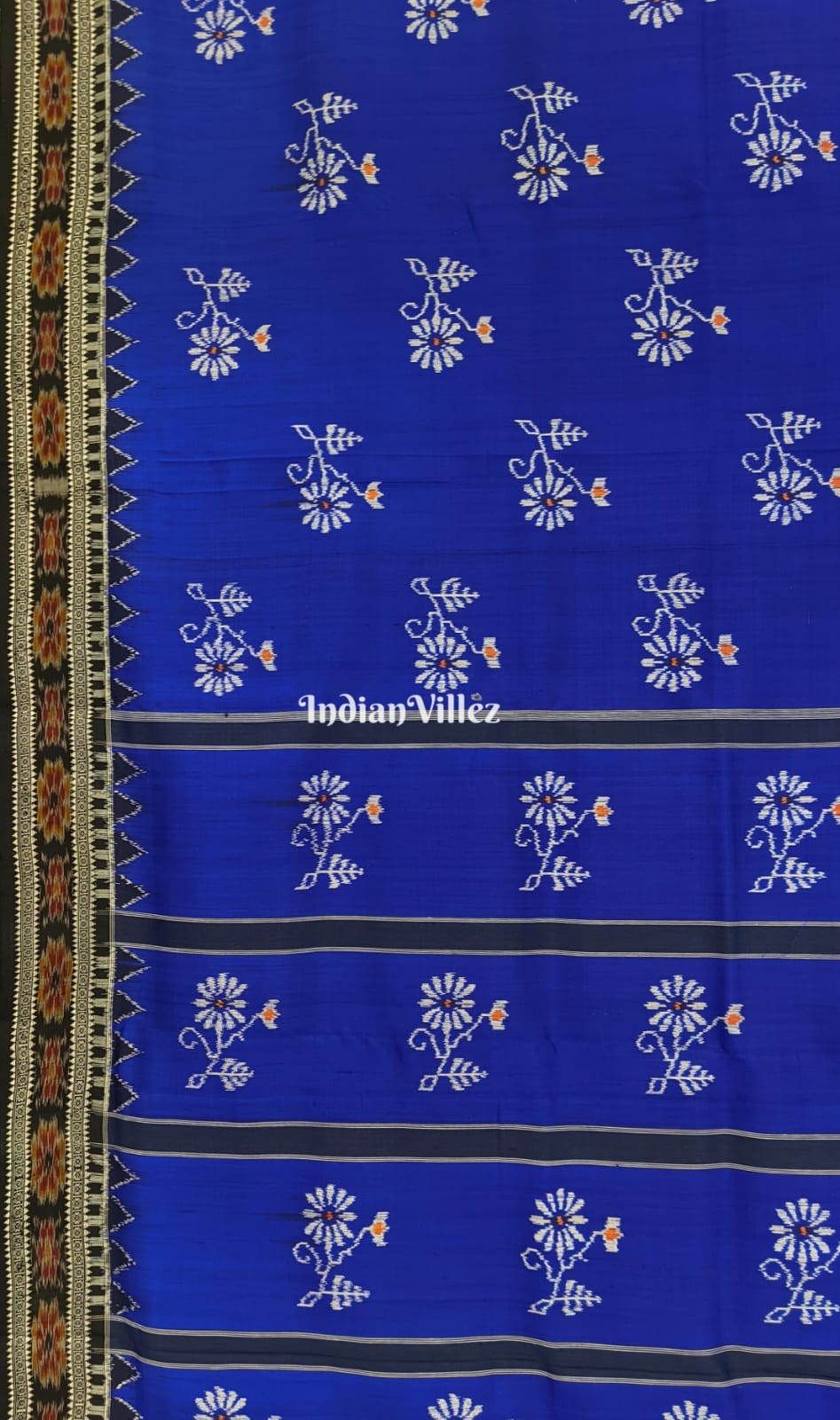 Blue Floral Odisha Handloom Khandua Ikat Silk Saree