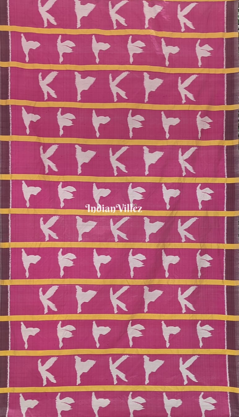 Pink Bird Design Contemporary Silk Saree
