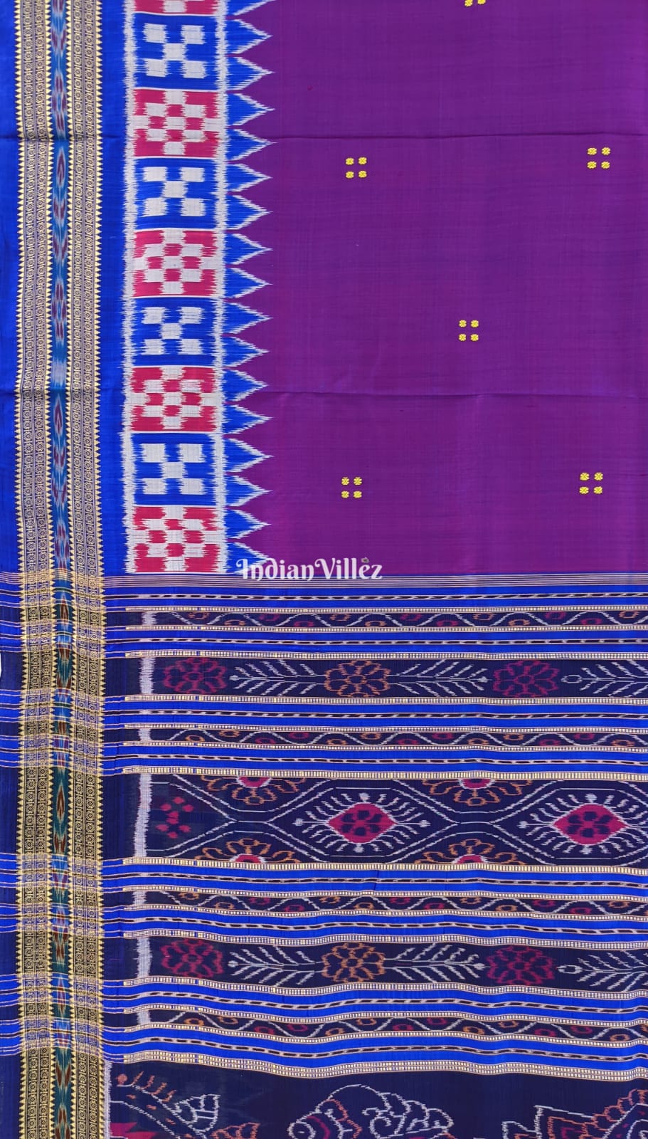 Aubergine Purple Border Pasapali Khandua Silk Saree