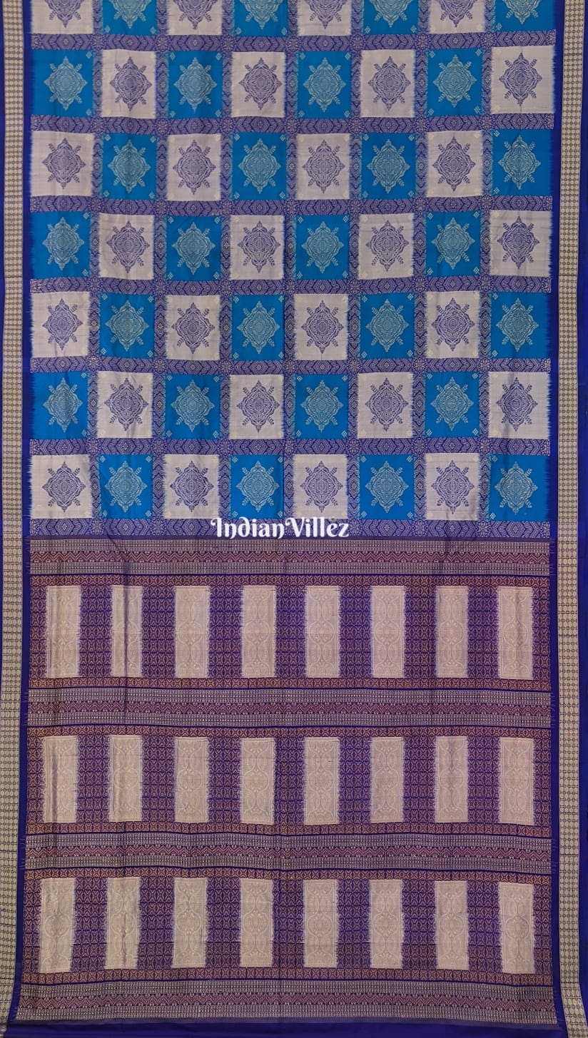 Blue Bomkai Sambalpuri Ikat with Patli Handloom Silk Saree