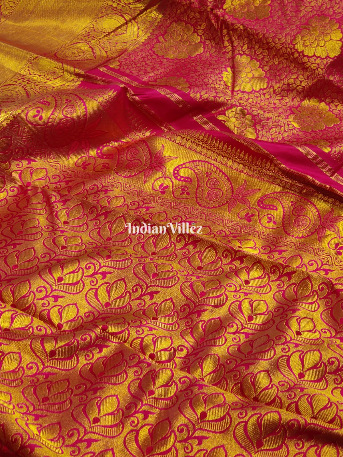 Rani Flower Design Kanjivaram Silk Saree