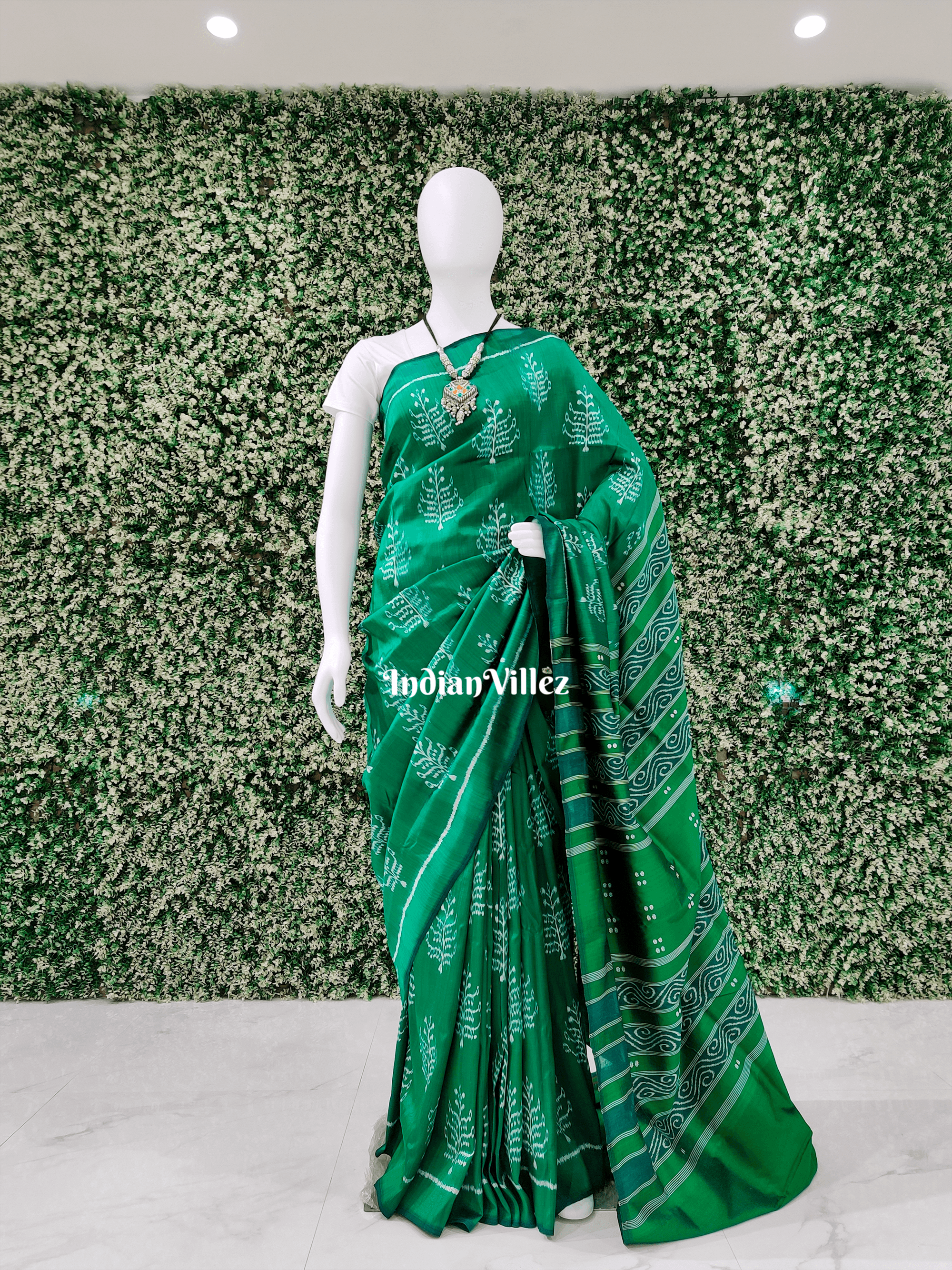 Vriksh Green Contemporary Odisha Handloom Silk Saree