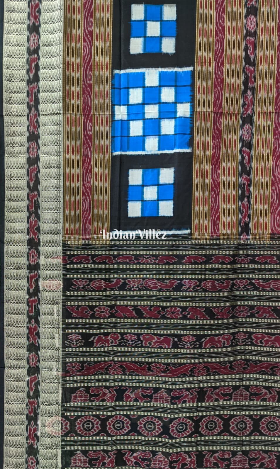 Blue Black Odisha Ikat Pasapalli Bichitrapuri Silk Saree