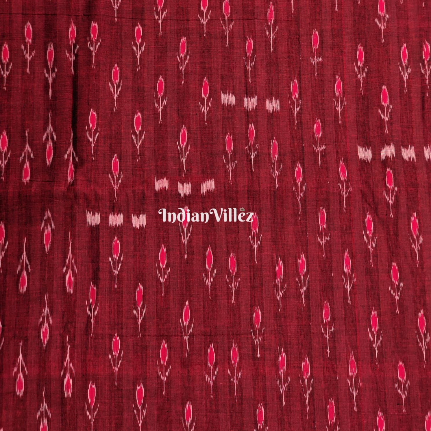 Maroon Mayur Chandrika Design Odisha Ikat Cotton Fabric