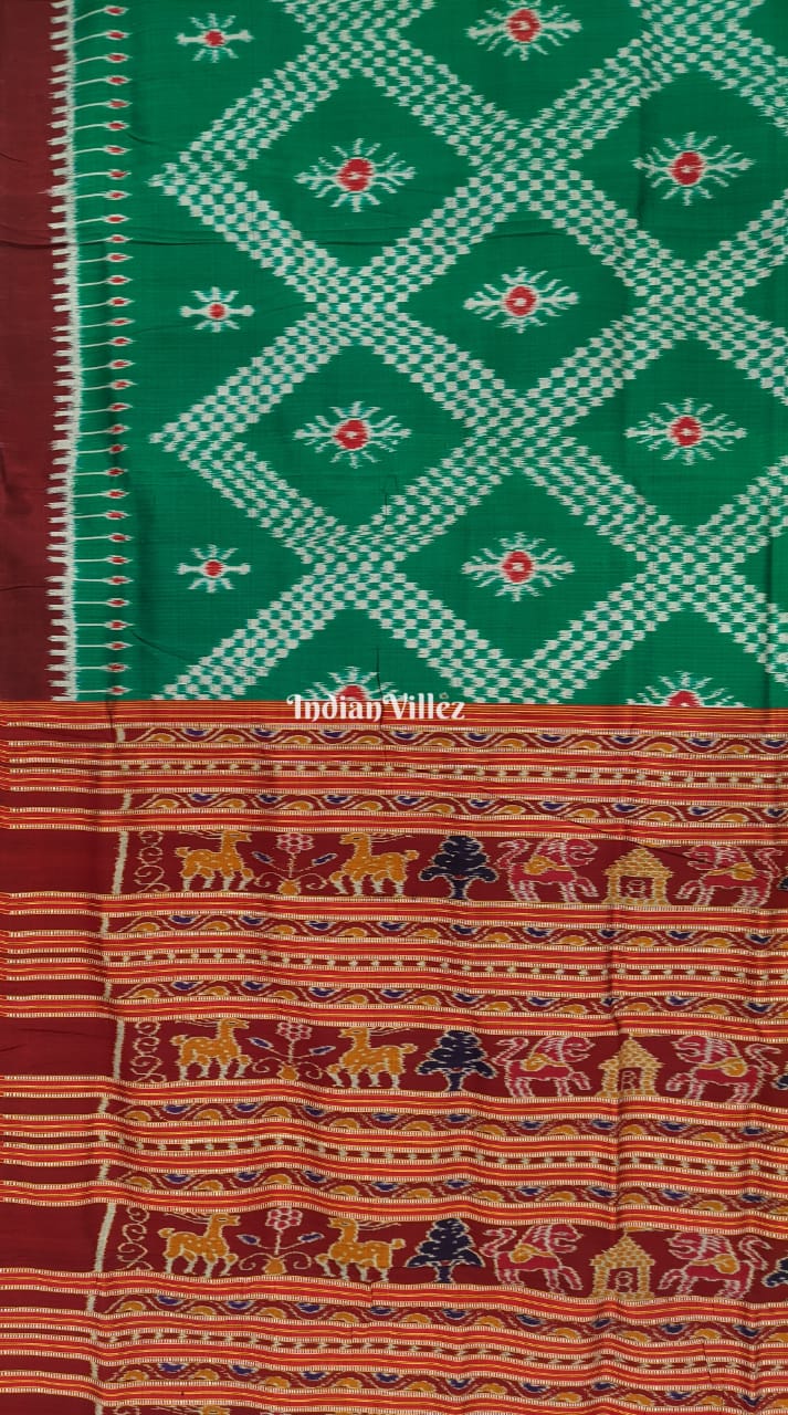 Bottle Green Tarabali Odisha Ikat Silk saree ( USA_V )