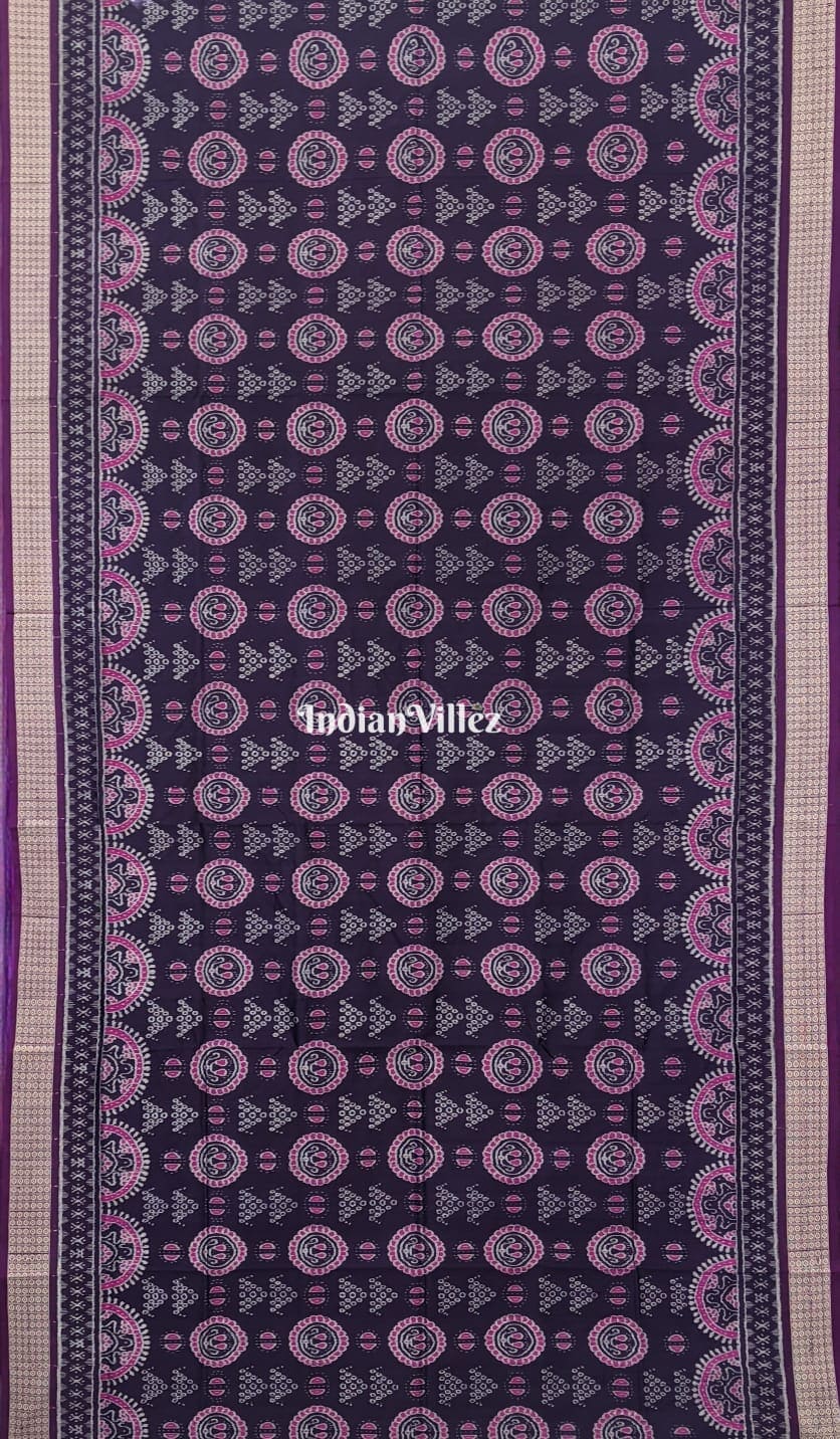 Violet Magenta Purple Laxmi Pada Jhoti Sambalpuri Ikat Silk Saree