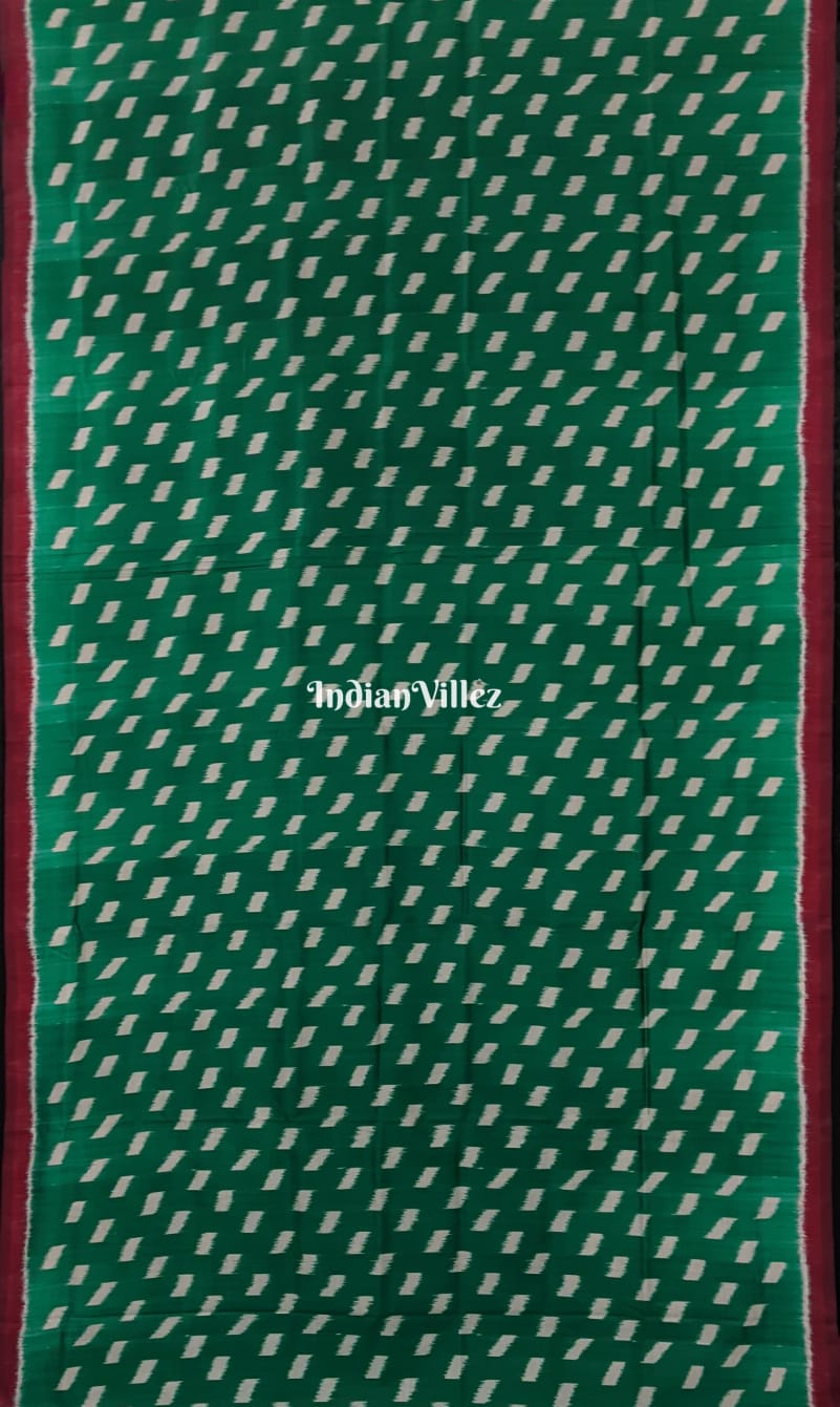 Green Contemporary Soft Sambalpuri Ikat Silk Saree