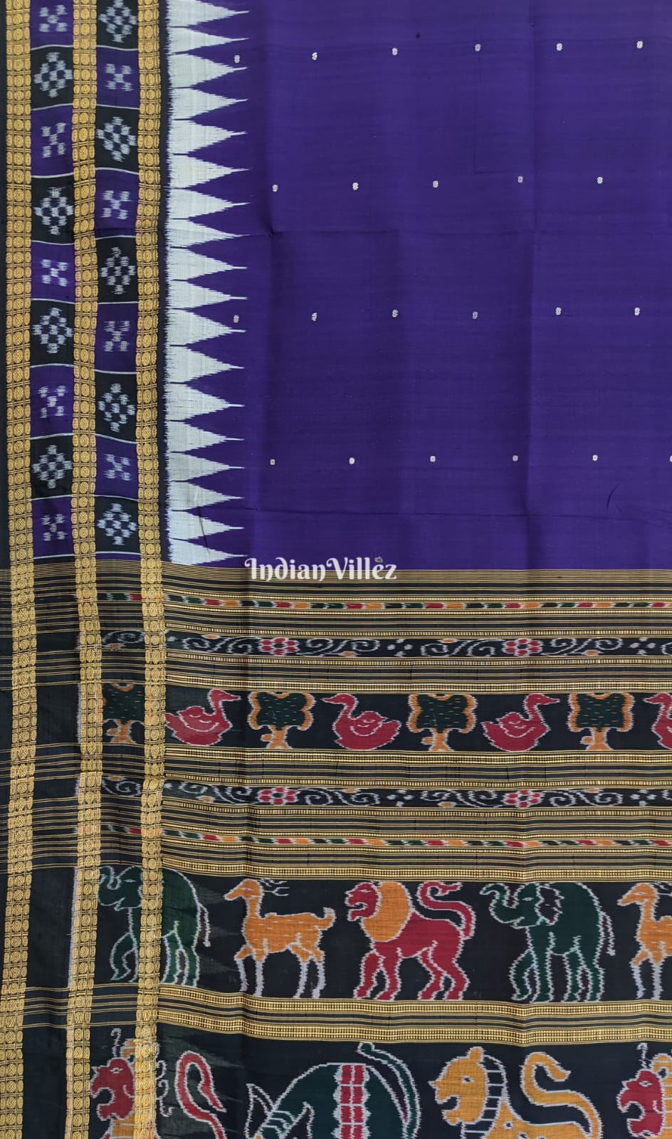 Blue Double Border Pasapali Khandua Silk Saree