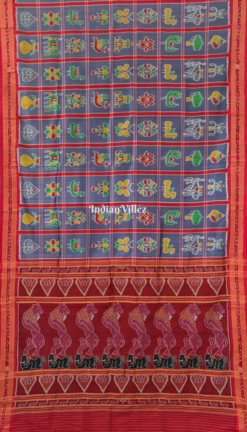 Silver Nabakothi Khandua Silk Saree