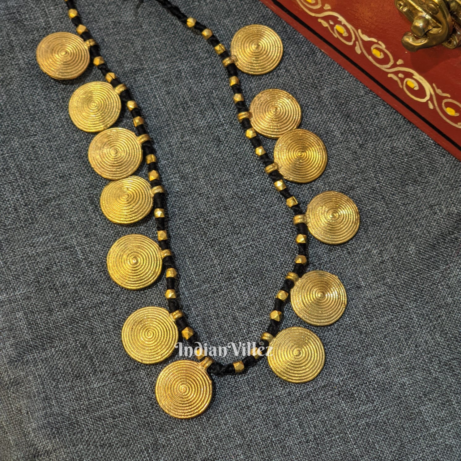 Handmade Tribal Dhokra Necklace ( Circles )