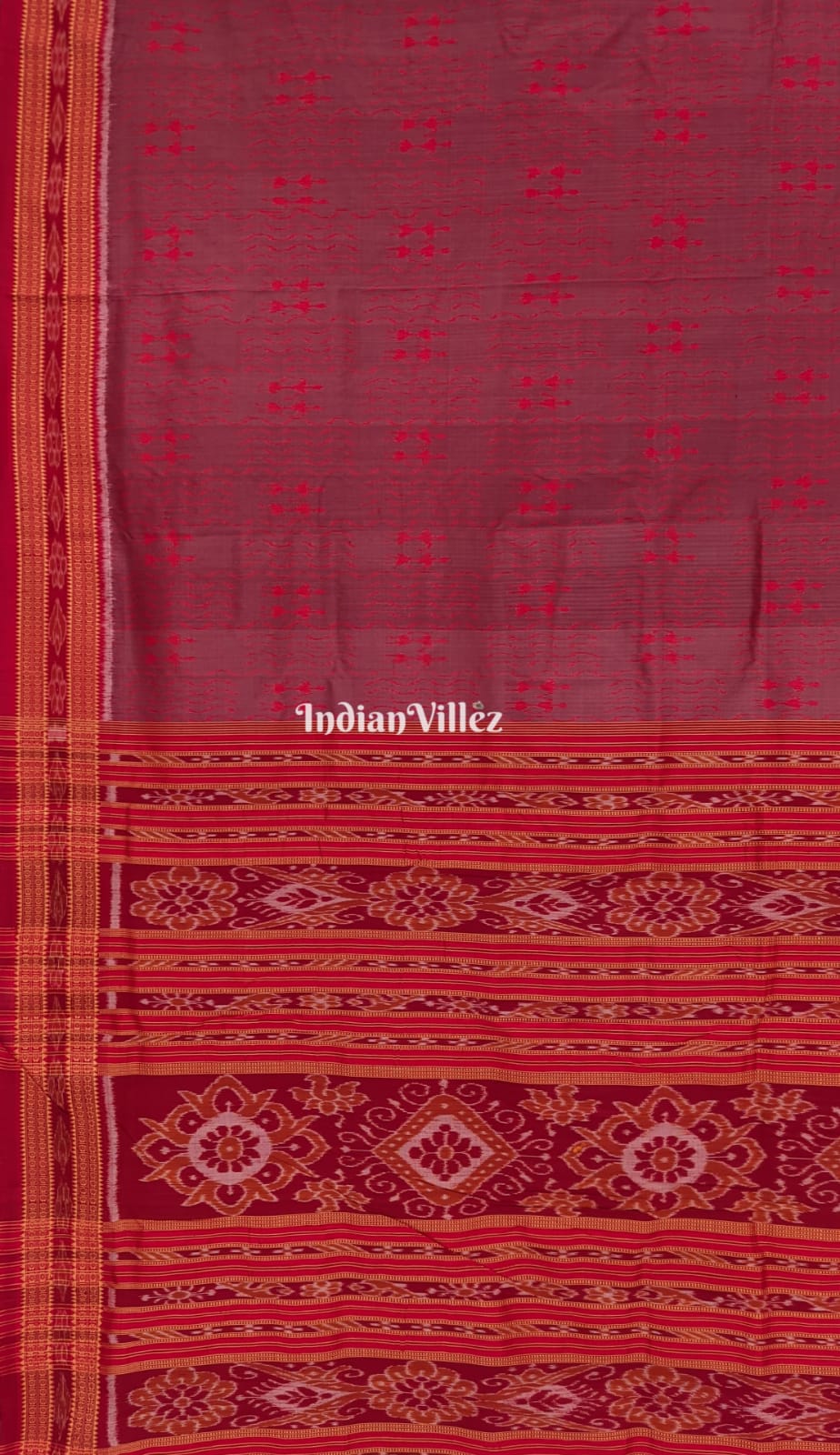 Red Tribal Odisha Handloom Khandua Ikat Silk Saree