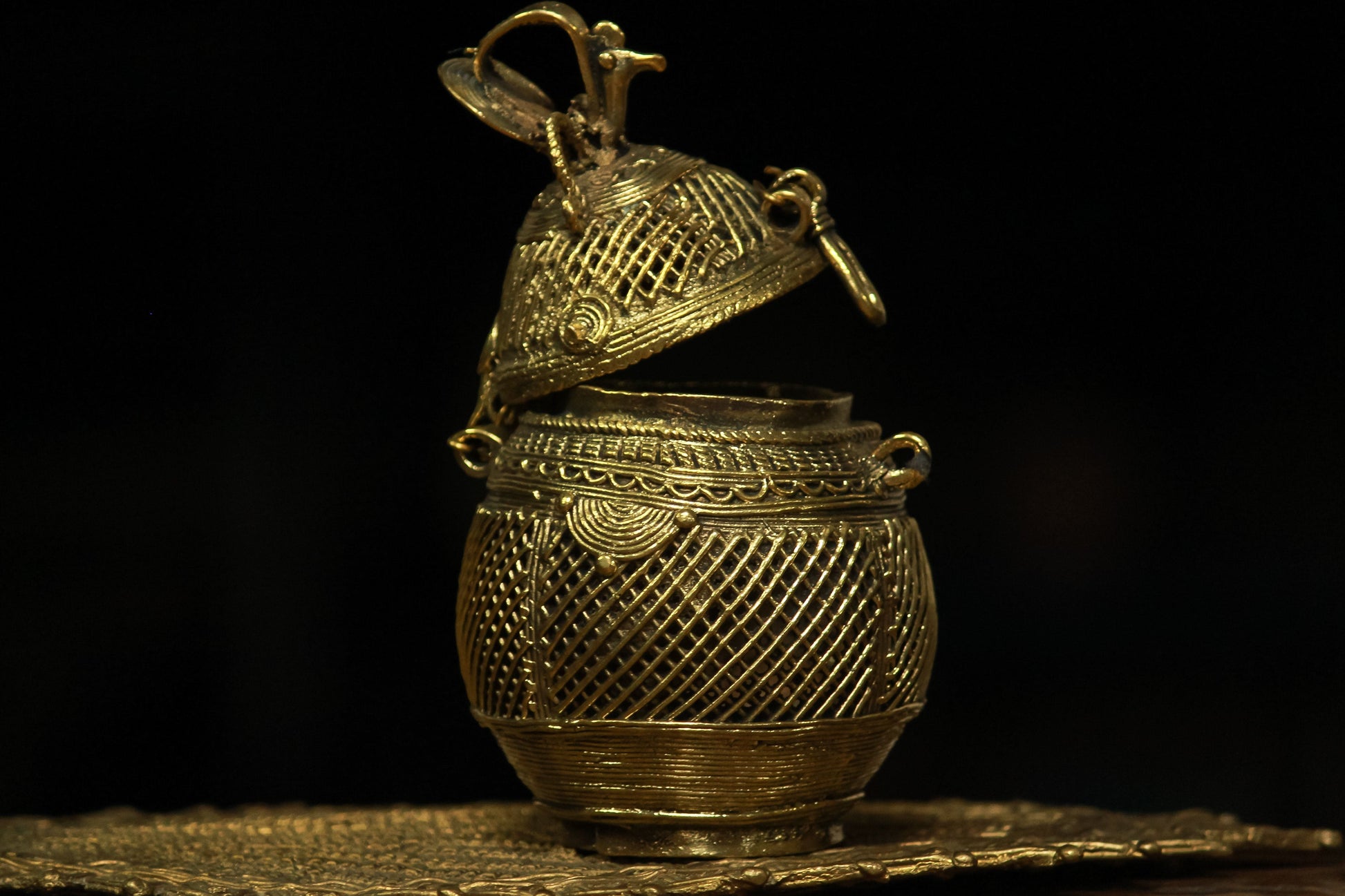 Handmade Dhokra Coconut Box (Small)